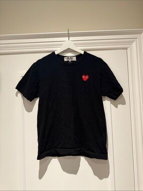 Comme des Garcons PLAY Black Tee with Red Heart Logo